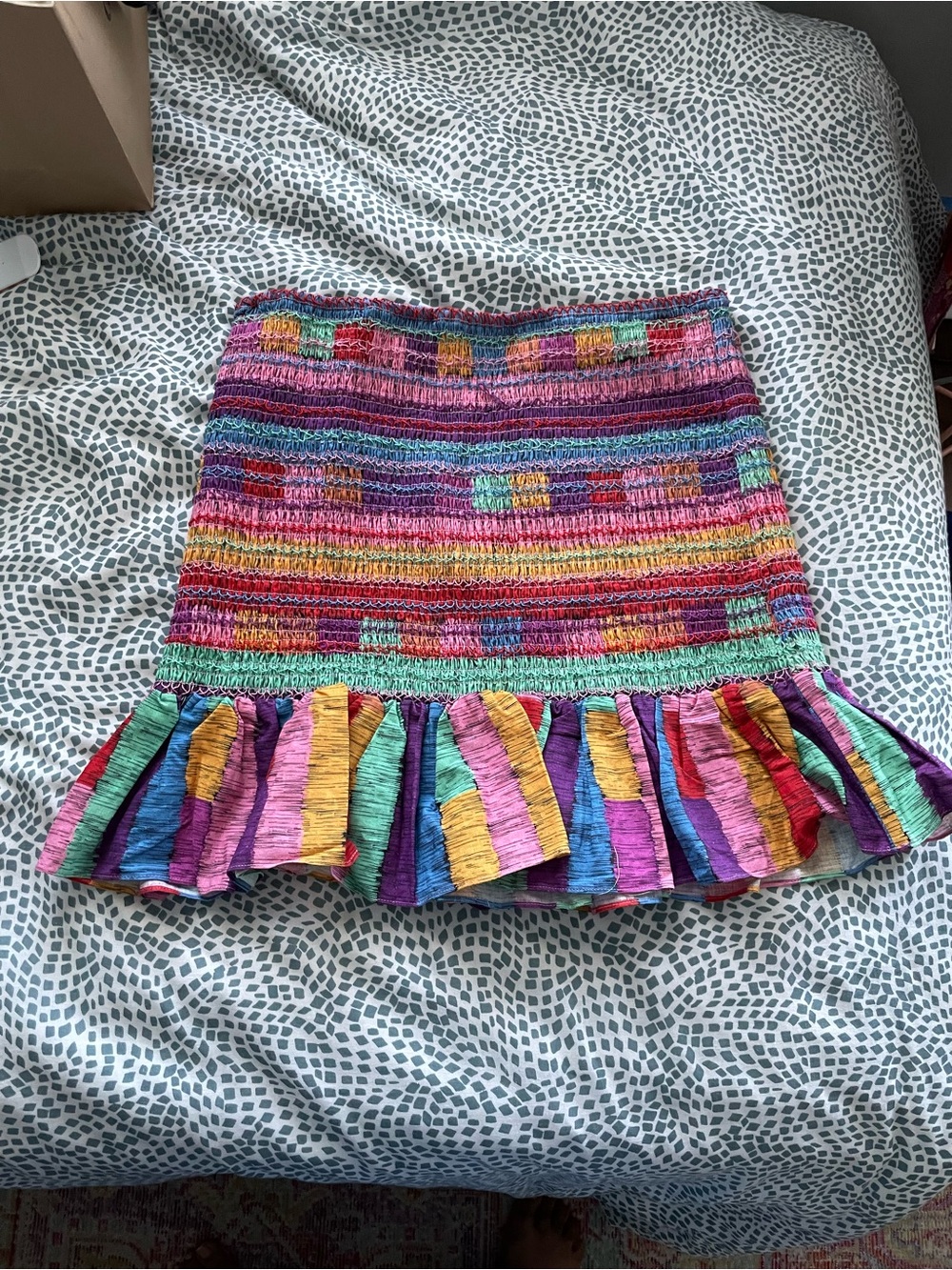 FARM Rio Embroidered Stripes Mini Skirt